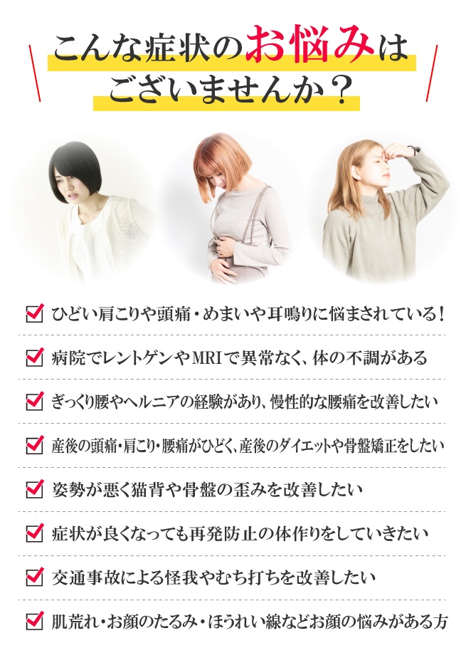 春日部市 整体 姿勢改善 お悩みリスト